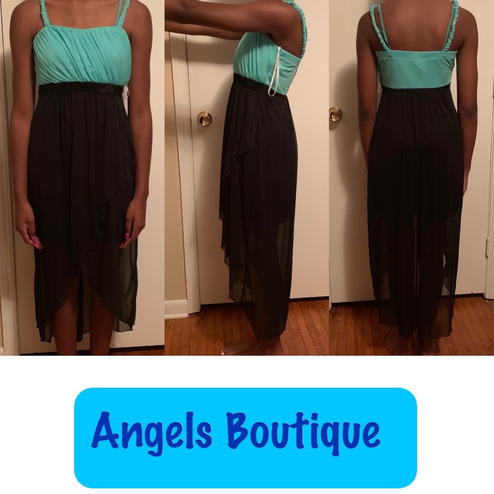 Green and black dress